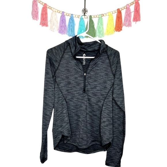 90 Degree By Reflex Black Marled 1/4 Zip Athletic Sporty Long Sleeve Shirt Small - Picture 1 of 13